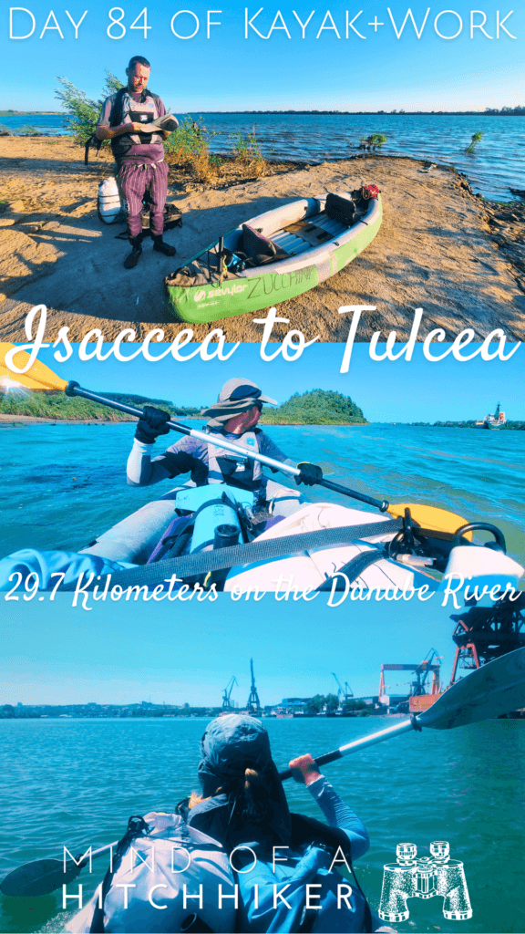 collage kayak trip day 84 Isaccea to Tulcea Danube Delta entrance to the Black Sea kayaking inflatable canoe