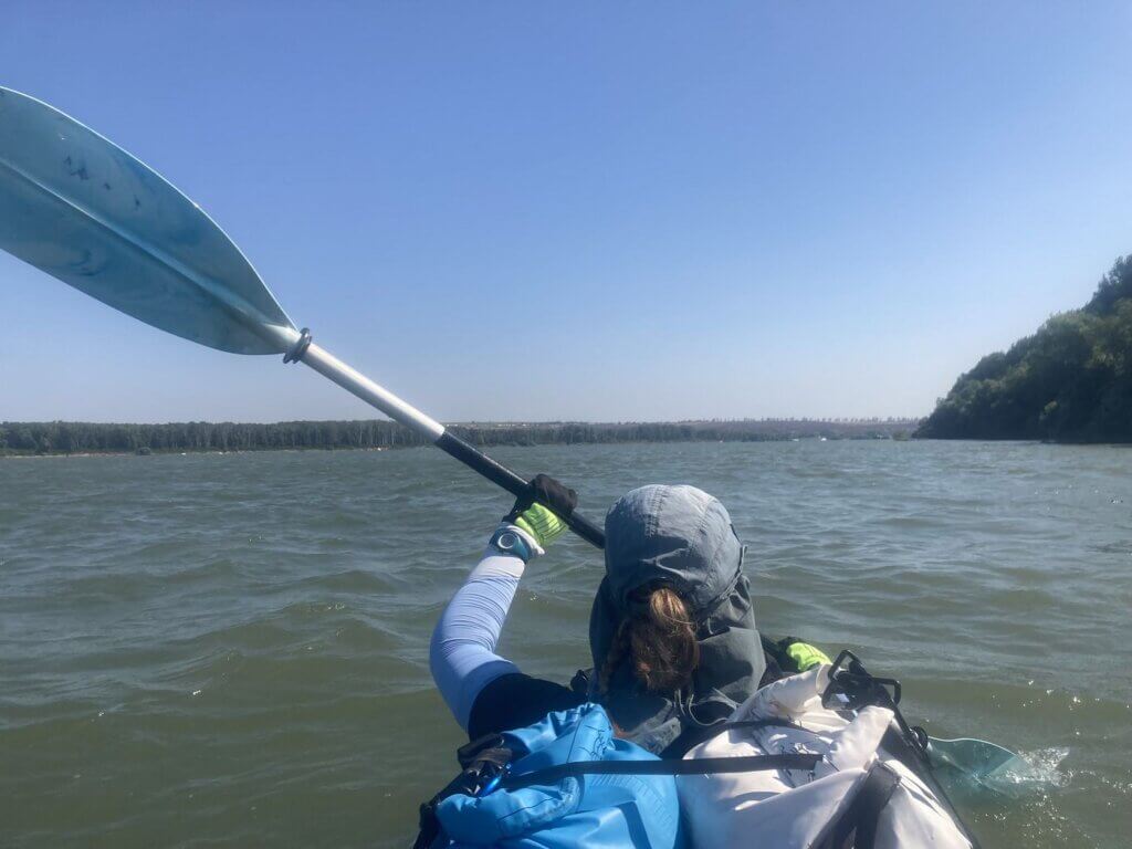 Iris Veldwijk kayaking Insula Cailor Romania Giurgiulesti Romania Reni Ukraine border area 2024 July