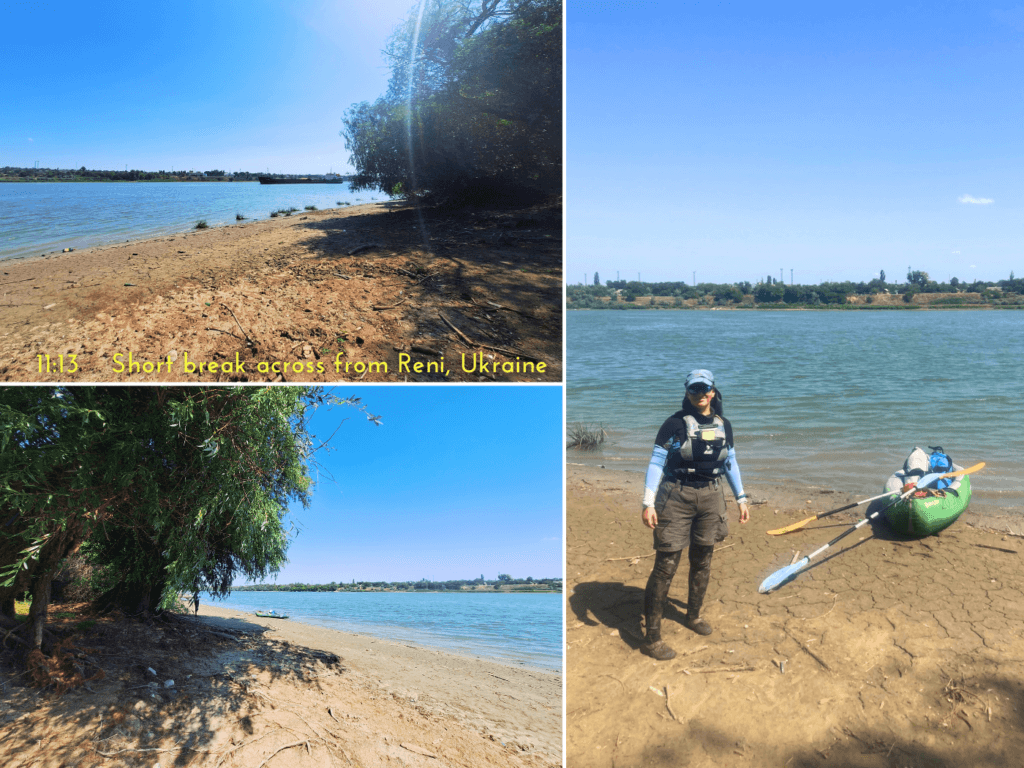 Iris Veldwijk landing spot Danube kayaking trip break inflatable Zucchini across from Reni Ukraine shipping