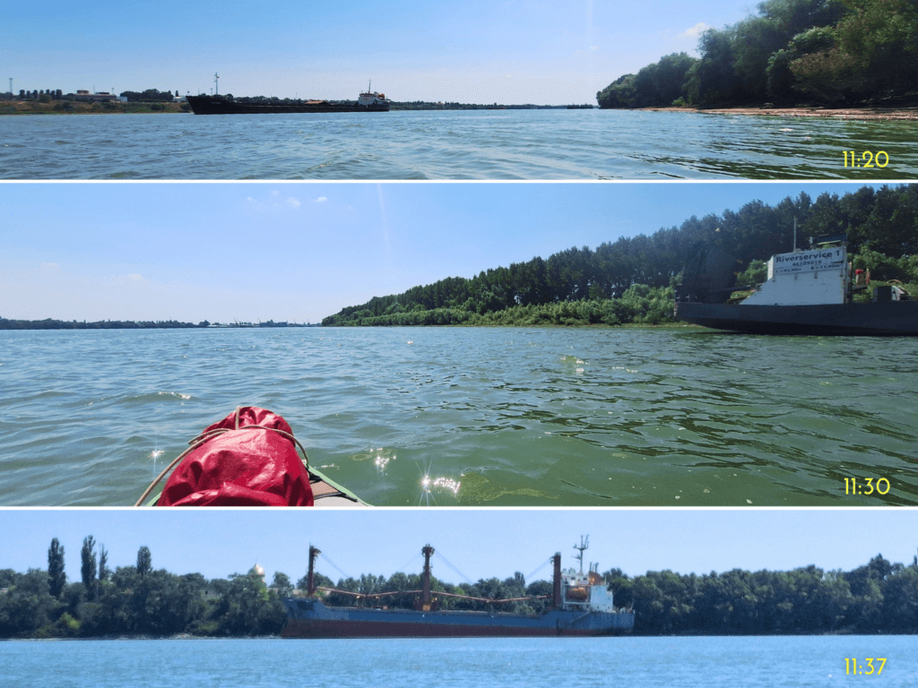 kayaking Romanian Ukrainian border on the Danube near Reni Ukraine ships maritime sector cranes Black Sea merchant marine Orthodox Church