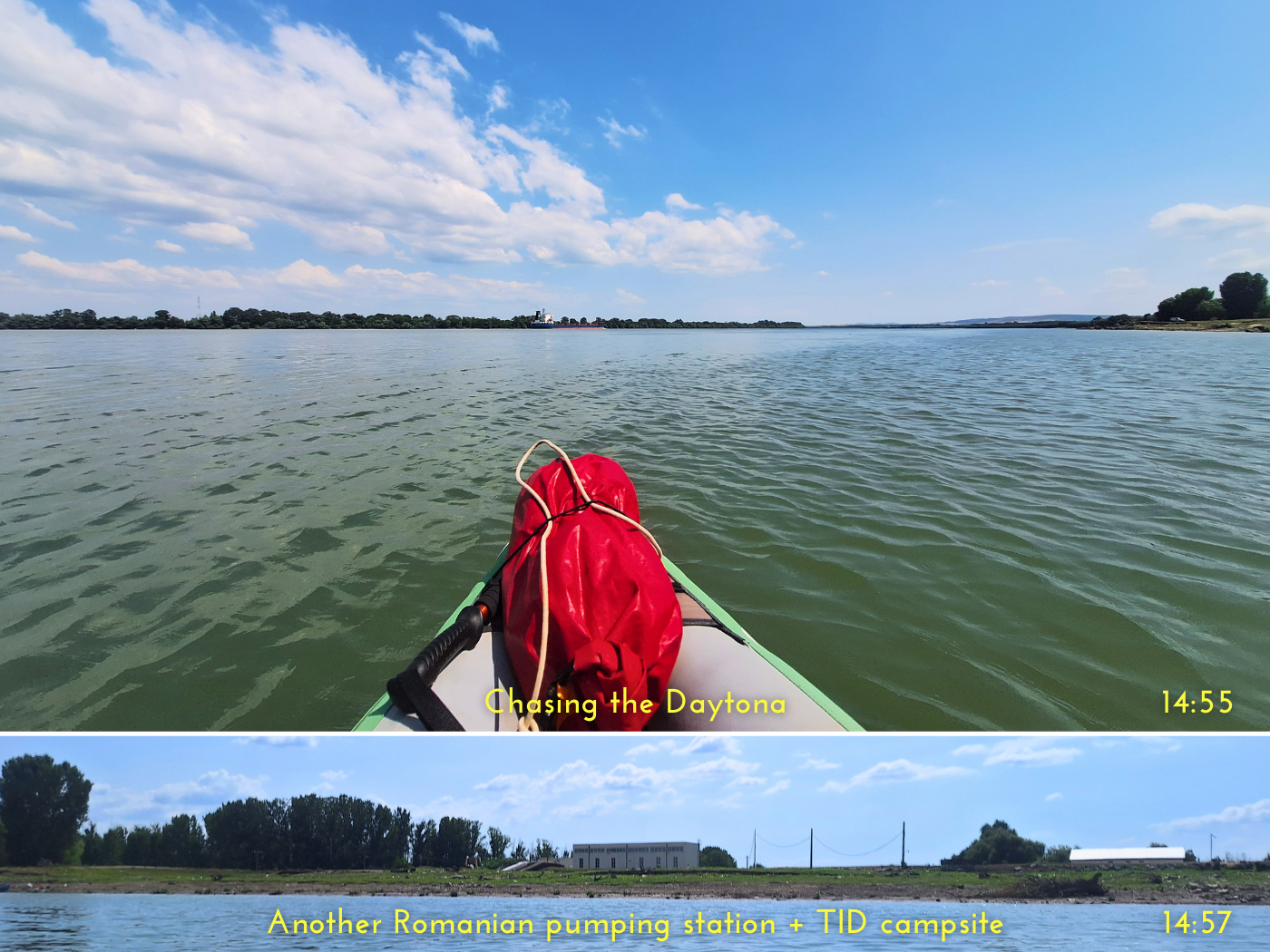 kayaking Galati to Isaccea Romania Danube River pumping station Black Sea cargo ship Daytona Ukrainian border area