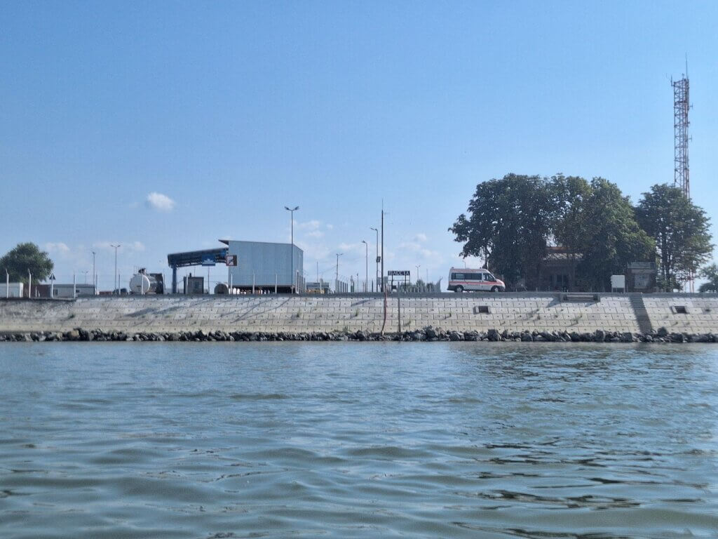 16 48 Isaccea Tulcea county Romania ferry crossing port ambulance customs and immigration NATO side across from Ukraine Orlivka Odesa Oblast