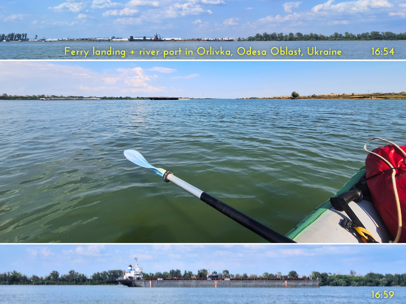 port of Orlivka Ukraine Odesa Oblast Danube River kayaking border area with Romania anchorage site for ships cargo