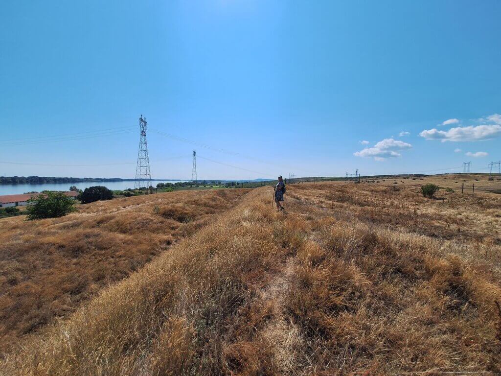 Iris Veldwijk hiking cetatea Noviodunum Roman ruins on the Danube River in Isaccea Romania border area Ukraine Roman Danube fleet Classis Flavia Moesica