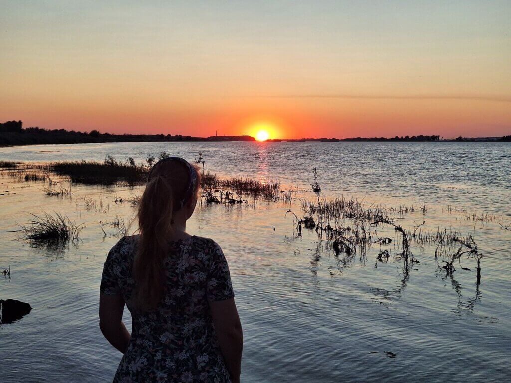Iris Veldwijk kayaking Danube River to the Black Sea sunset Pensiune Isaccea Souvenir Tulcea county Romania Ukraine Orlivka Odesa Oblast border area