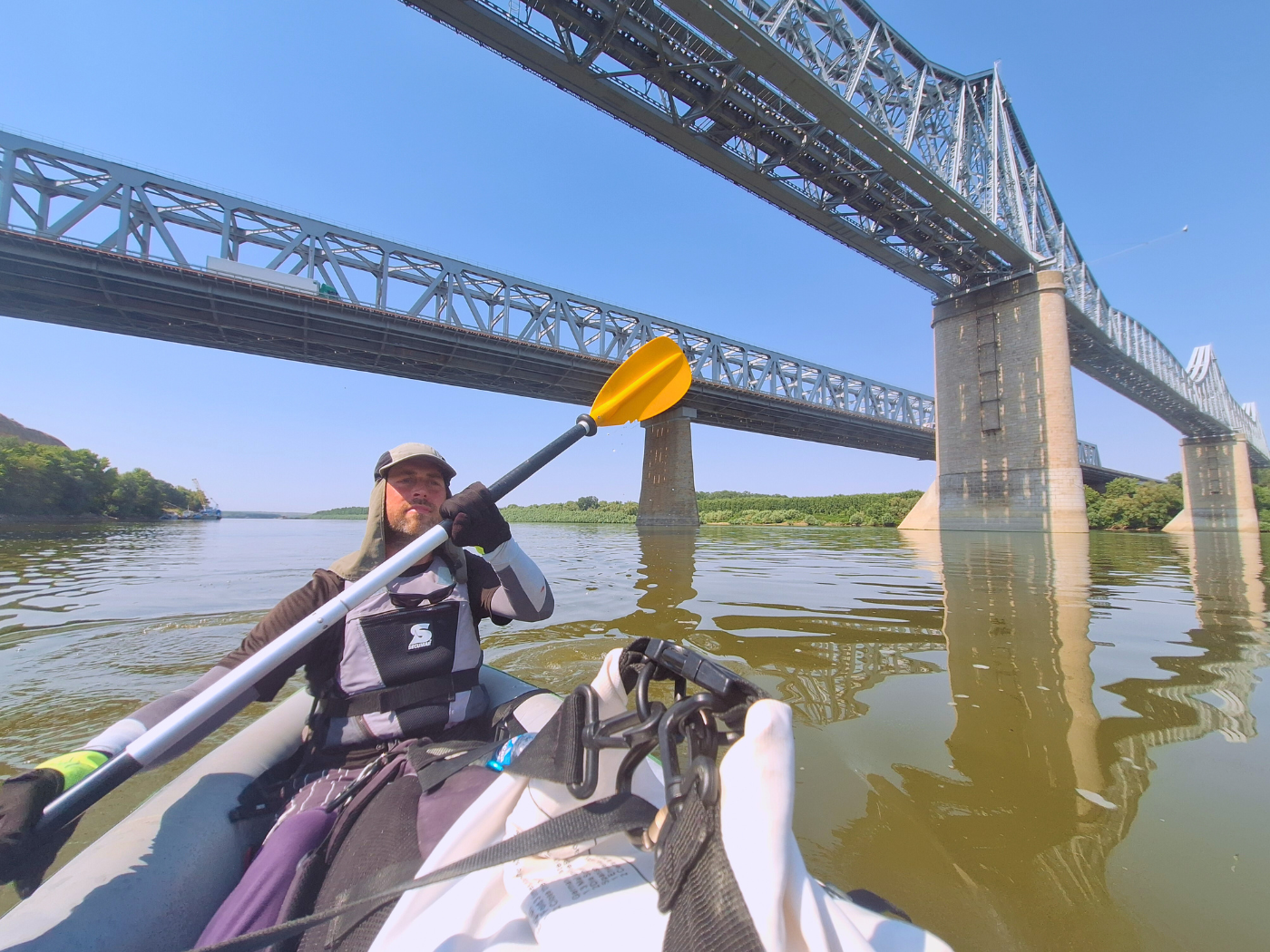 featured photo kayak trip day 79 Rasova to Cernavoda Danube River Romania Entering the Danube–Black Sea Canal Saligny bridge Jonas
