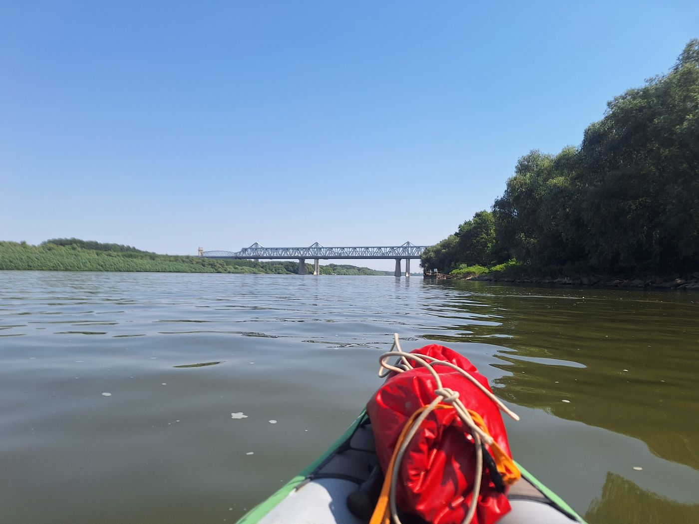 kayaking to the King Carol I Bridge Cernavoda Balta Ialomitei Dunarea Veche Borcea branches crossing highway trains Constanta Bucharest
