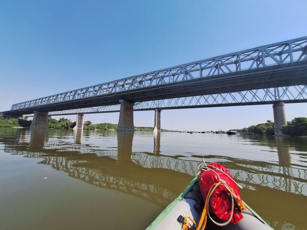 Anghel Saligny Bridge King Carol I Bridge Cernavoda highway bridge Balta Ialomitei Danube river island crossing Dunarea Veche branch
