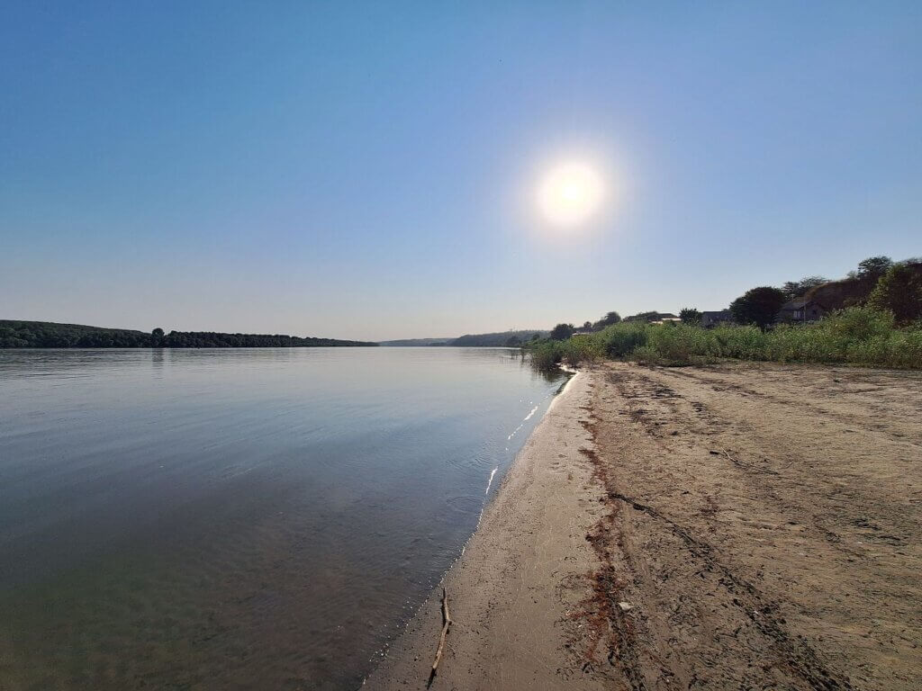 launch spot kayaking Rasova to Cernavoda Danube River Romania July 2024 summer beach