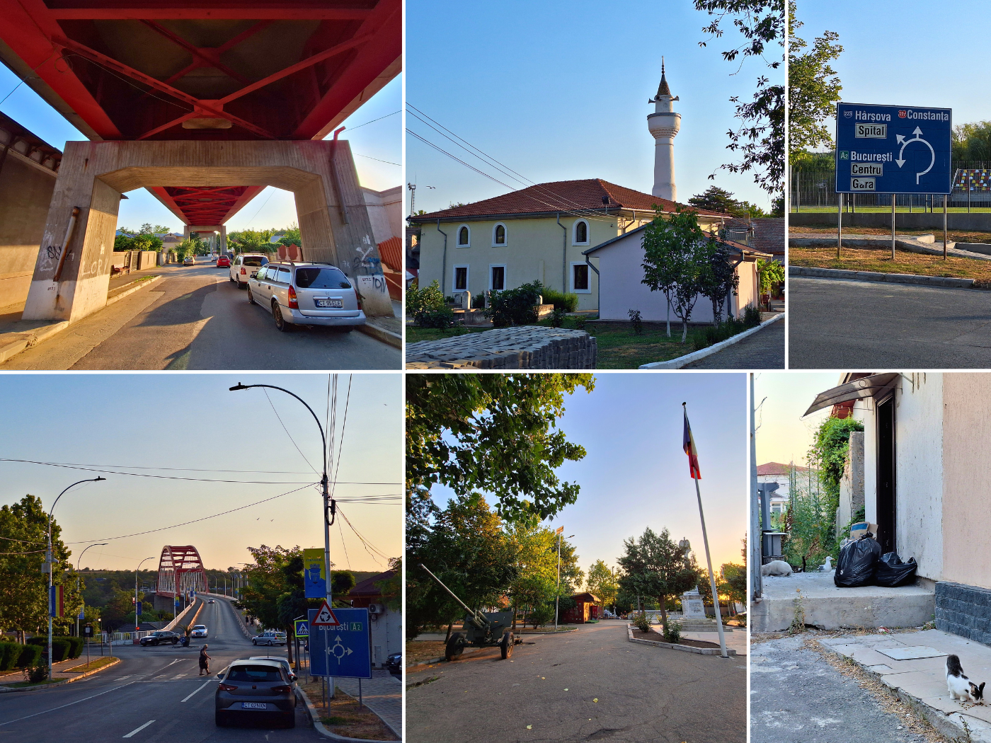 shopping in Cernavoda Romania city Dobruja bridge Danube Black Sea Canal mosque stray cats artillery plaza display
